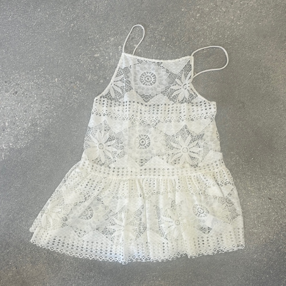 Ecote Sheer White Lace Top Size Small